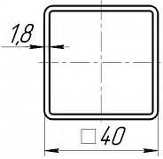 Размеры трубной квадратной стойки  40x40