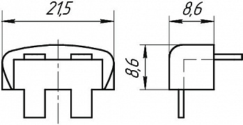 Размеры угловой заглушки (для профиля C16, жесткого)